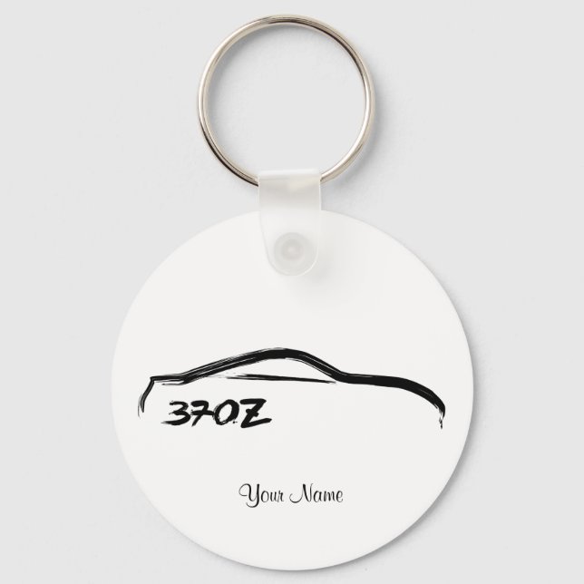 Nissan 370Z Logo with Black Background (white/blk) Key Ring (Front)