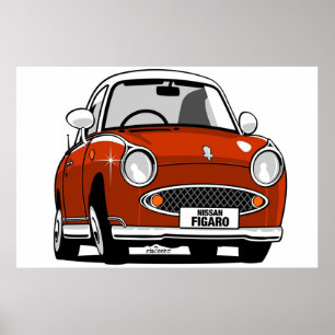 Nissan Figaro caricature  red Poster