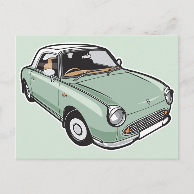Nissan Figaro Emerald Green Postcard (Front)