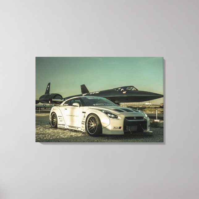 NISSAN GT-R LIBERTY WALK WITH SR-71 BLACKBIRD CANVAS PRINT (Front)