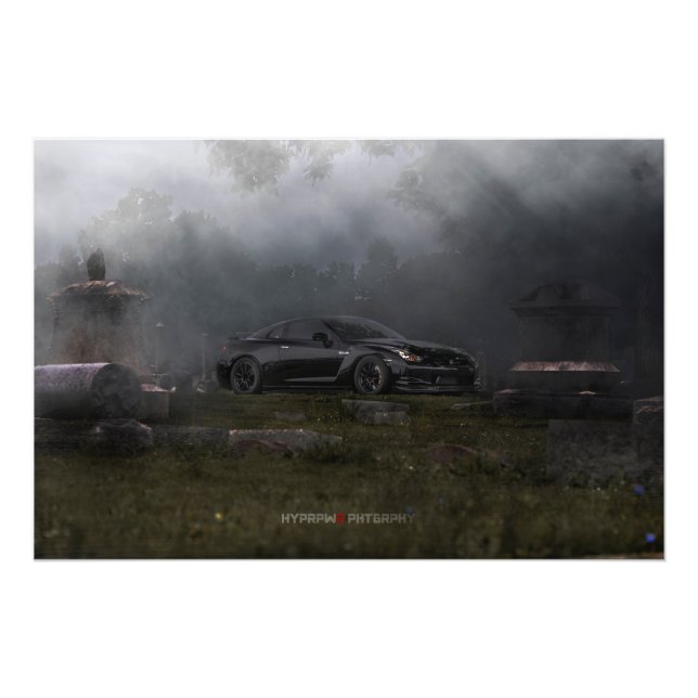 NISSAN GT-R R35 1400WHP IN 1800'S GRAVEYARD PHOTO PRINT (Front)
