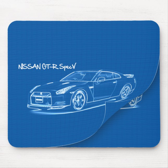 Nissan GT-R SpecV Blueprint Mousepad (Front)