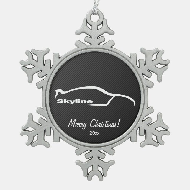 Nissan Skyline GT-R Snowflake Pewter Christmas Ornament (Front)