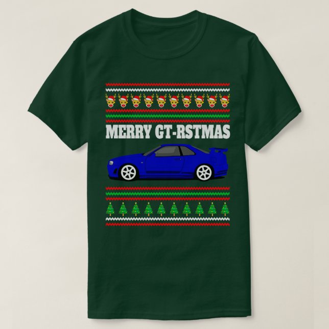 Nissan Skyline GTR R34 Merry Gtrstmas T-Shirt (Design Front)