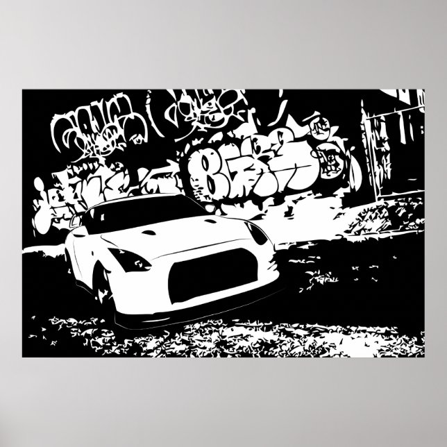 Nissan Skyline GTR with Graffiti Backdrop Poster (Front)