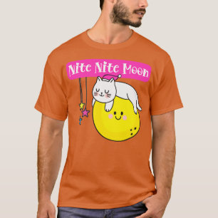 Nite Nite Moon Sleeping Cat on Moon T-Shirt
