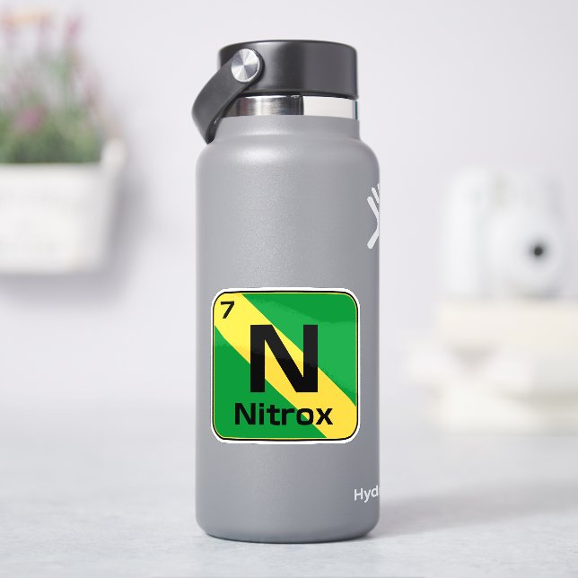 Nitrox Scuba Diver Flag Periodic Table Sticker (HydroFlask)