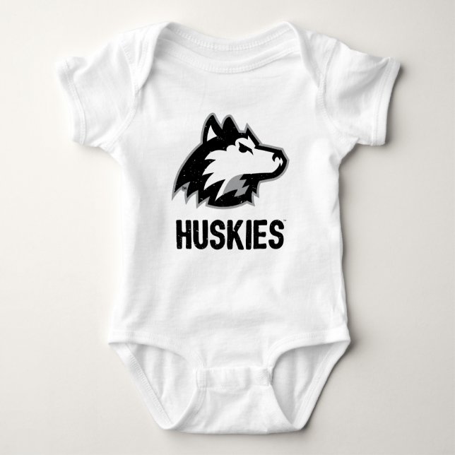NIU Huskies Distressed Baby Bodysuit (Front)