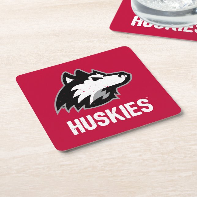 NIU Huskies Distressed Square Paper Coaster (Angled)