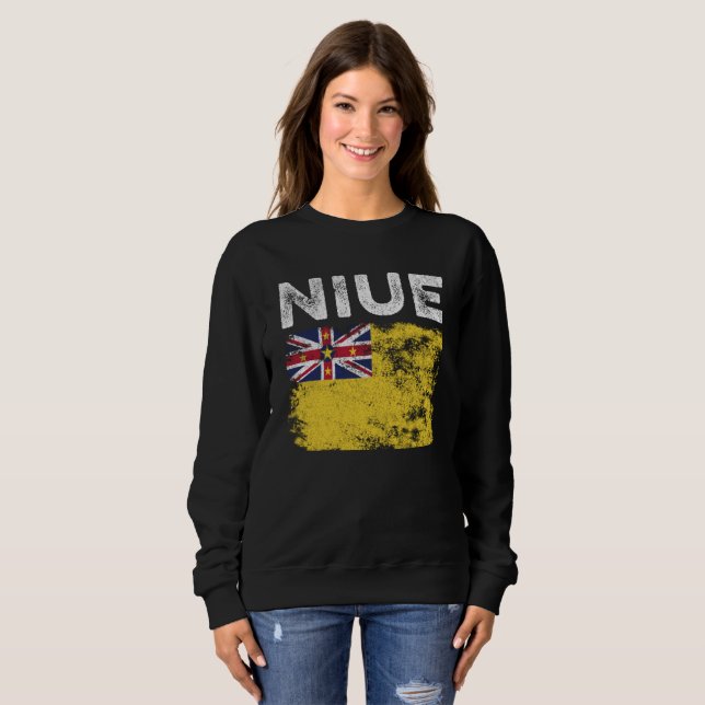 Niue Flag Distressed - Niuean Flag Sweatshirt (Front Full)