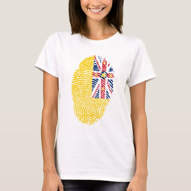Niue Flag Fingerprint T-Shirt (Front)