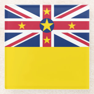 Niue Flag Glass Coaster
