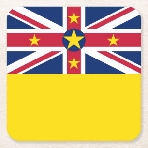 Niue Flag Square Paper Coaster