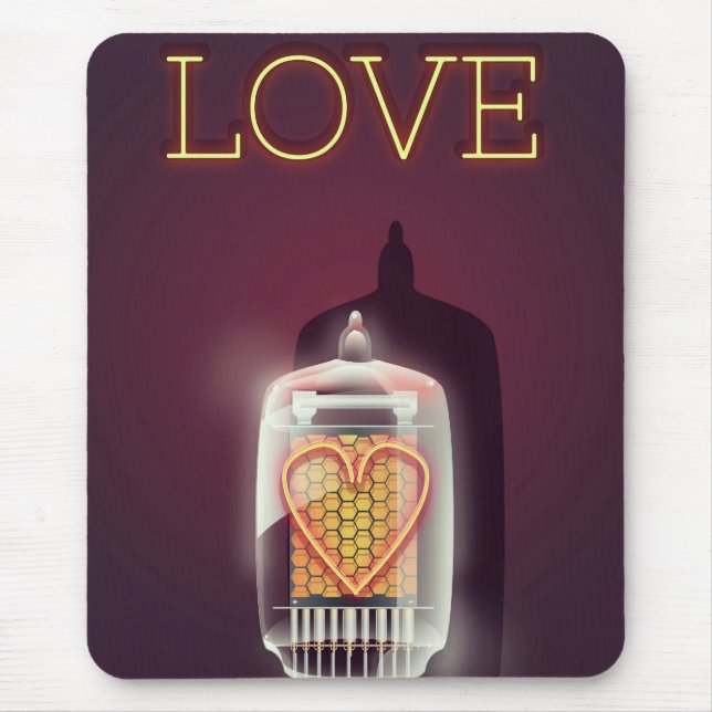 Nixie Tube 'Love' vintage poster Mouse Pad (Front)