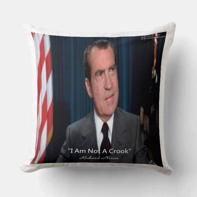 Nixon & I Am Not A Crook Cotton Pillow (Front)