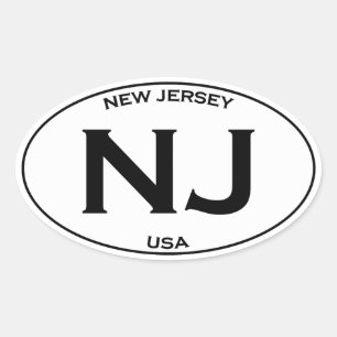 NJ  - New Jersey USA Oval Logo Sticker