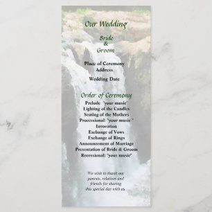 NJ - Waterfall Paterson NJ Wedding Program Programme