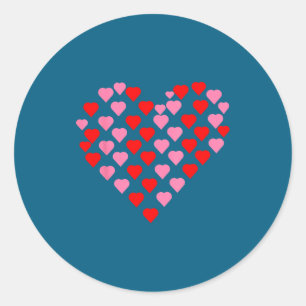 Nk And Red Hearts Lovers Funny Valentine’s Day Hum Classic Round Sticker