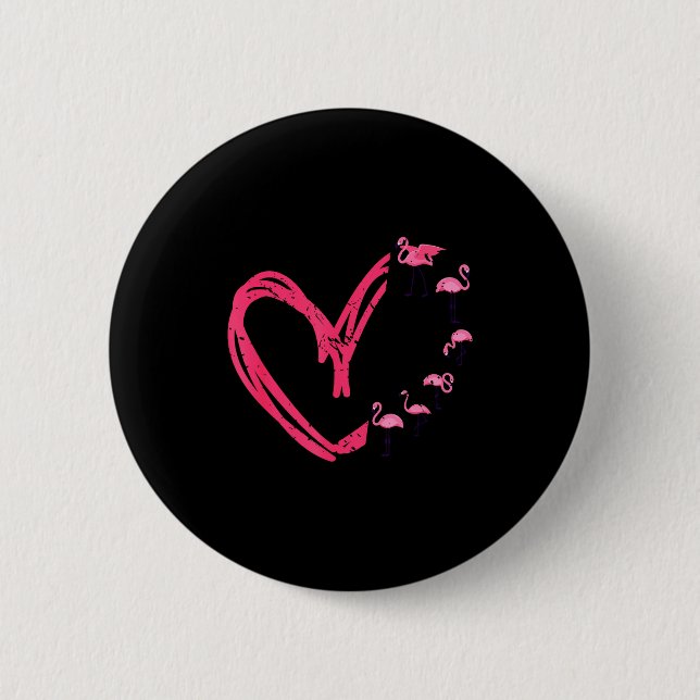 Nk Animal Valentines Day Gift Flamingo  6 Cm Round Badge (Front)