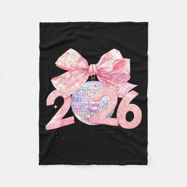 Nk Bow Coquette Disco Ball Happy New Year 2026  Fleece Blanket (Front)