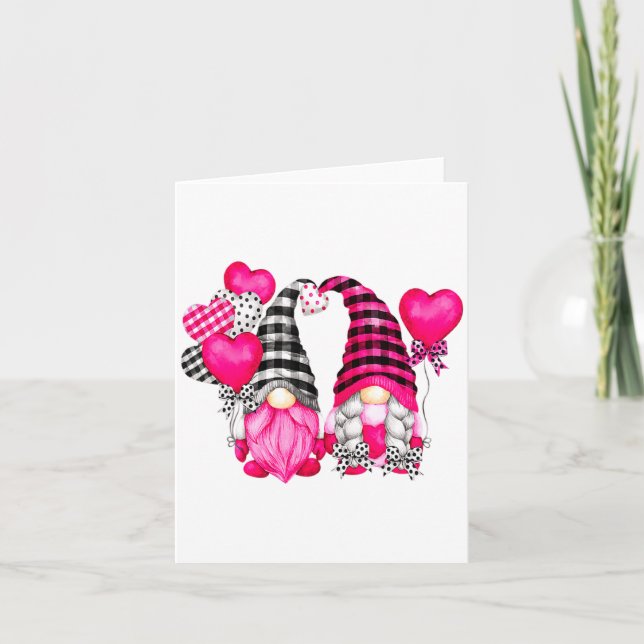 Nk Buffalo Plaid And Heart Balloons Valentines D _ Card (Front)