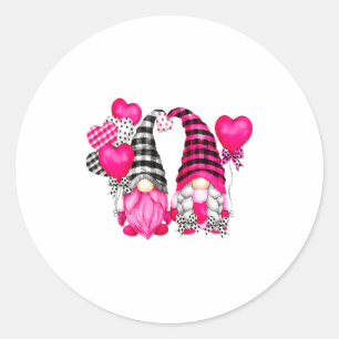 Nk Buffalo Plaid And Heart Balloons Valentines D  Classic Round Sticker