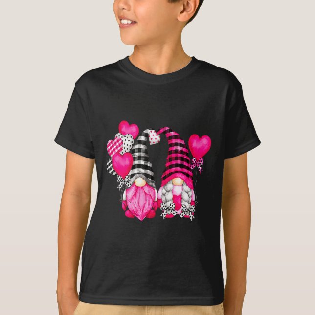 Nk Buffalo Plaid And Heart Balloons Valentines D  T-Shirt (Front)