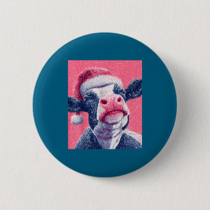 Nk Christmas Cow  6 Cm Round Badge