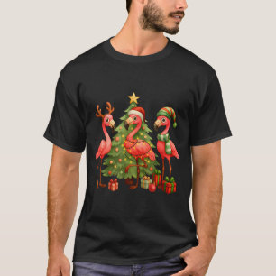 Nk Christmas Flamingos _ Cute Holiday Tree & D T-Shirt