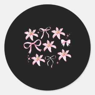 Nk Coquette Bow Lily Flower Botanical Garden Plant Classic Round Sticker