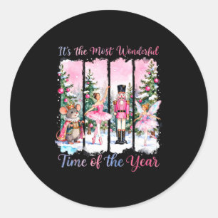 Nk Coquette Bow Nutcracker Friends Snow Globe Chri Classic Round Sticker