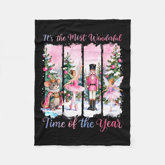 Nk Coquette Bow Nutcracker Friends Snow Globe Chri Fleece Blanket (Front)