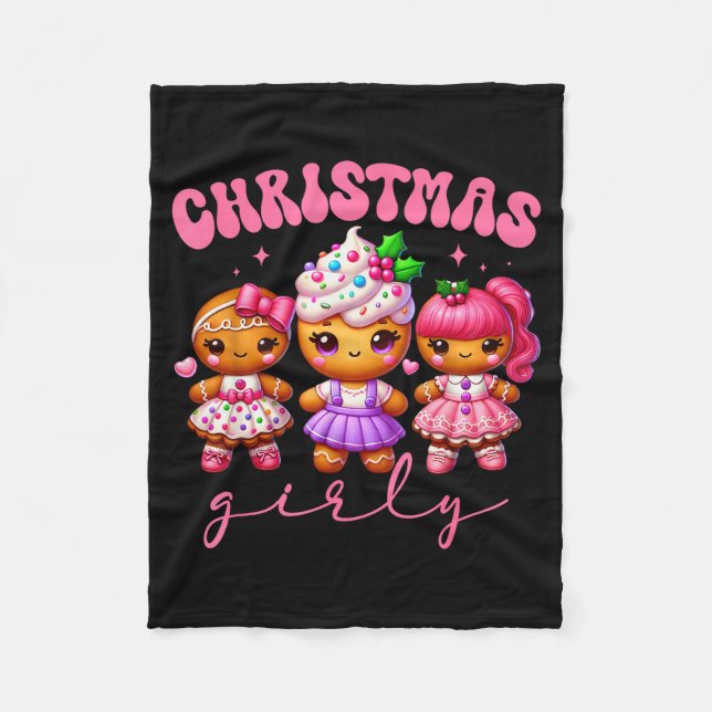 Nk Cute Gingerbread Christmas Girly Pajama Outfits Fleece Blanket (Front)