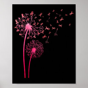 nk Dandelion Breast Cancer Awareness Ribbon Suprt Poster
