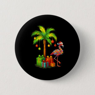 Nk Flamingo Christmas Palm Tree Trocal Xmas 6 Cm Round Badge
