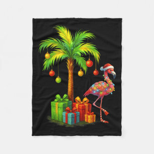 Nk Flamingo Christmas Palm Tree Trocal Xmas Fleece Blanket