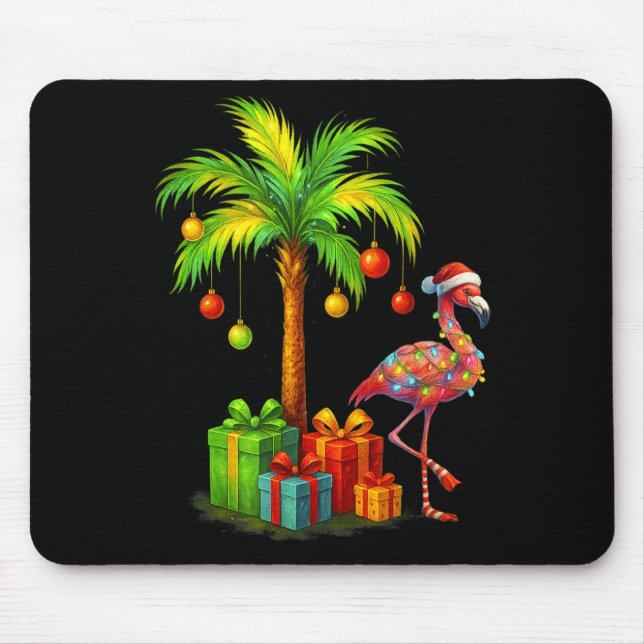 Nk Flamingo Christmas Palm Tree Trocal Xmas  Mouse Pad (Front)