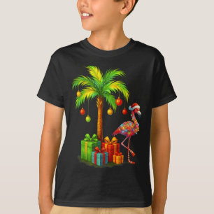 Nk Flamingo Christmas Palm Tree Trocal Xmas T-Shirt