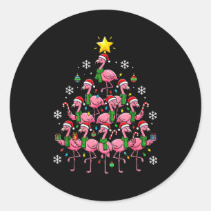 Nk Flamingo Christmas Tree Santa Flamingo Holiday  Classic Round Sticker