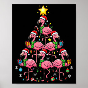 Nk Flamingo Christmas Tree Santa Flamingo Holiday Poster
