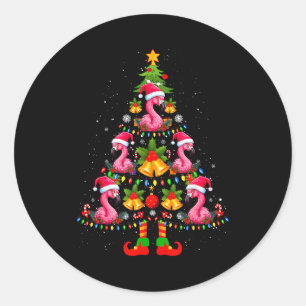 Nk Flamingo Christmas Tree Santa Hat Xmas Classic Round Sticker