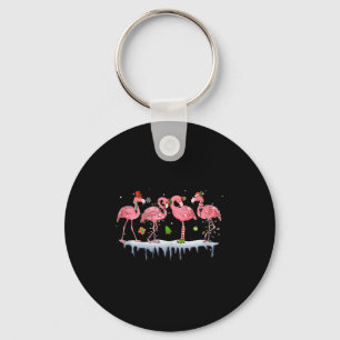 Nk Flamingo Hat Santa Merry Christmas Lights Women Key Ring