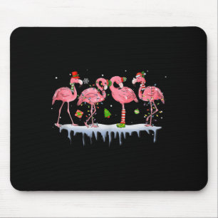 Nk Flamingo Hat Santa Merry Christmas Lights Women Mouse Pad