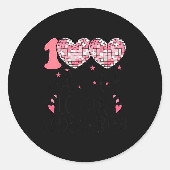 Nk Heart Kindergarten Valentine 100 Days For Girl  Classic Round Sticker (Front)