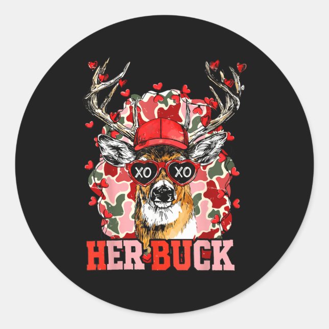 Nk Her Buck Camo Deer Hunting Camouflage Matching  Classic Round Sticker (Front)
