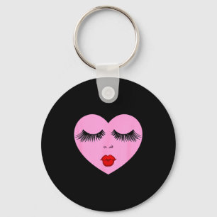 Nk Lady Heart With Eyelashes Valentines Day Kiss  Key Ring