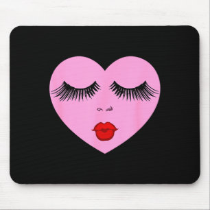 Nk Lady Heart With Eyelashes Valentines Day Kiss  Mouse Pad