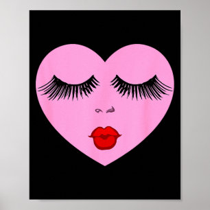 Nk Lady Heart With Eyelashes Valentines Day Kiss  Poster
