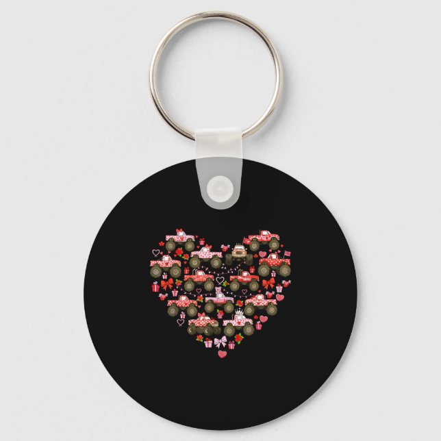 Nk Monster Truck Heart Xoxo Boys Girls Kids Valent Key Ring (Front)