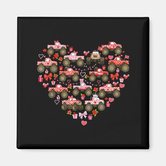 Nk Monster Truck Heart Xoxo Boys Girls Kids Valent Magnet (Front)